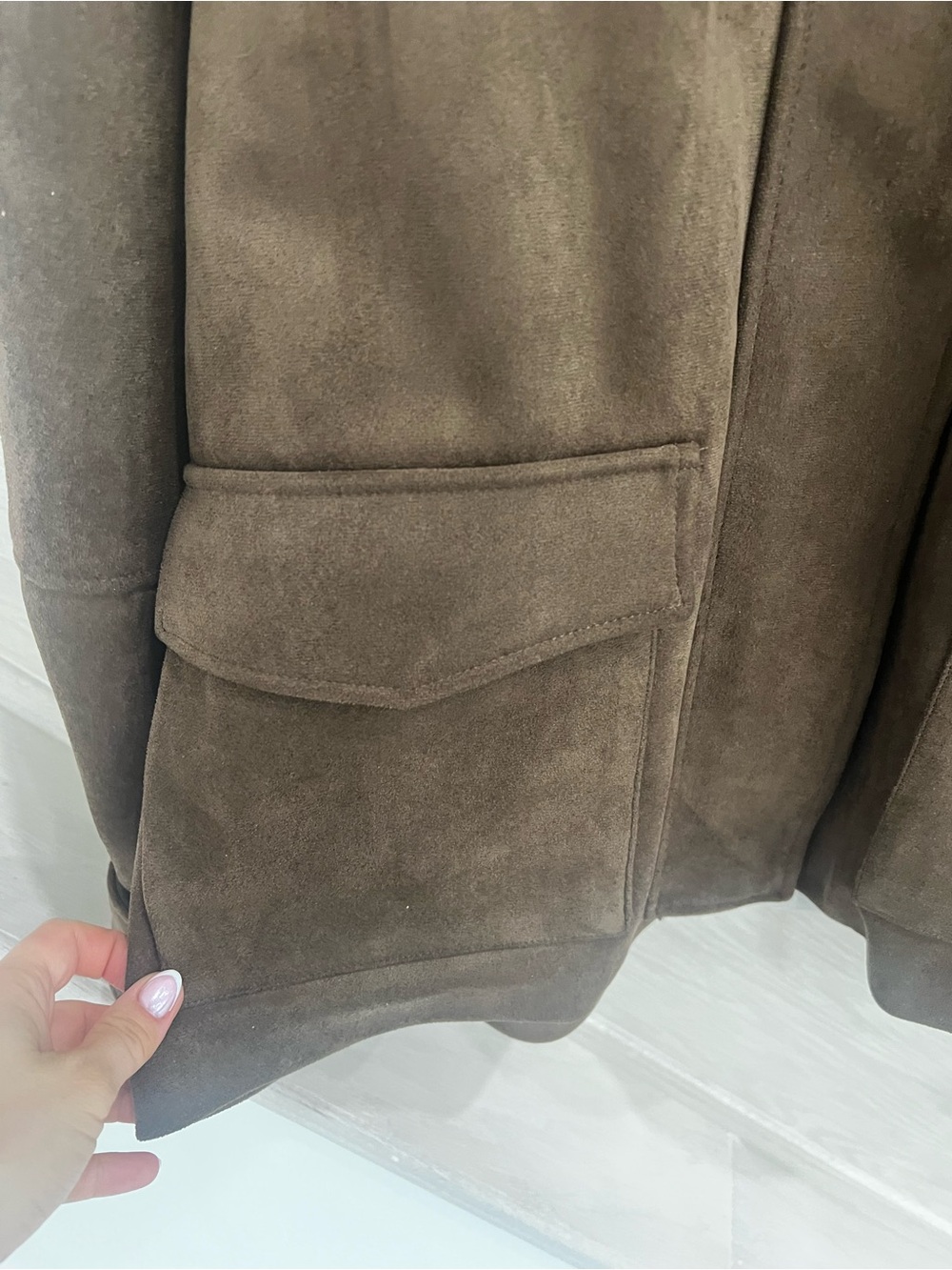 BNWT ZARA WOMAN FAUX SUEDE POCKET JACKET Dark brown - Picture 13 of 14
